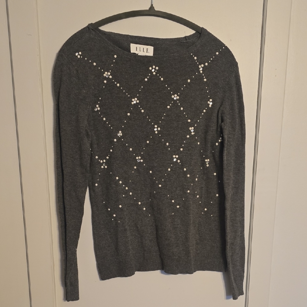 Elle Charcoal Sweater with Pearl Detailing